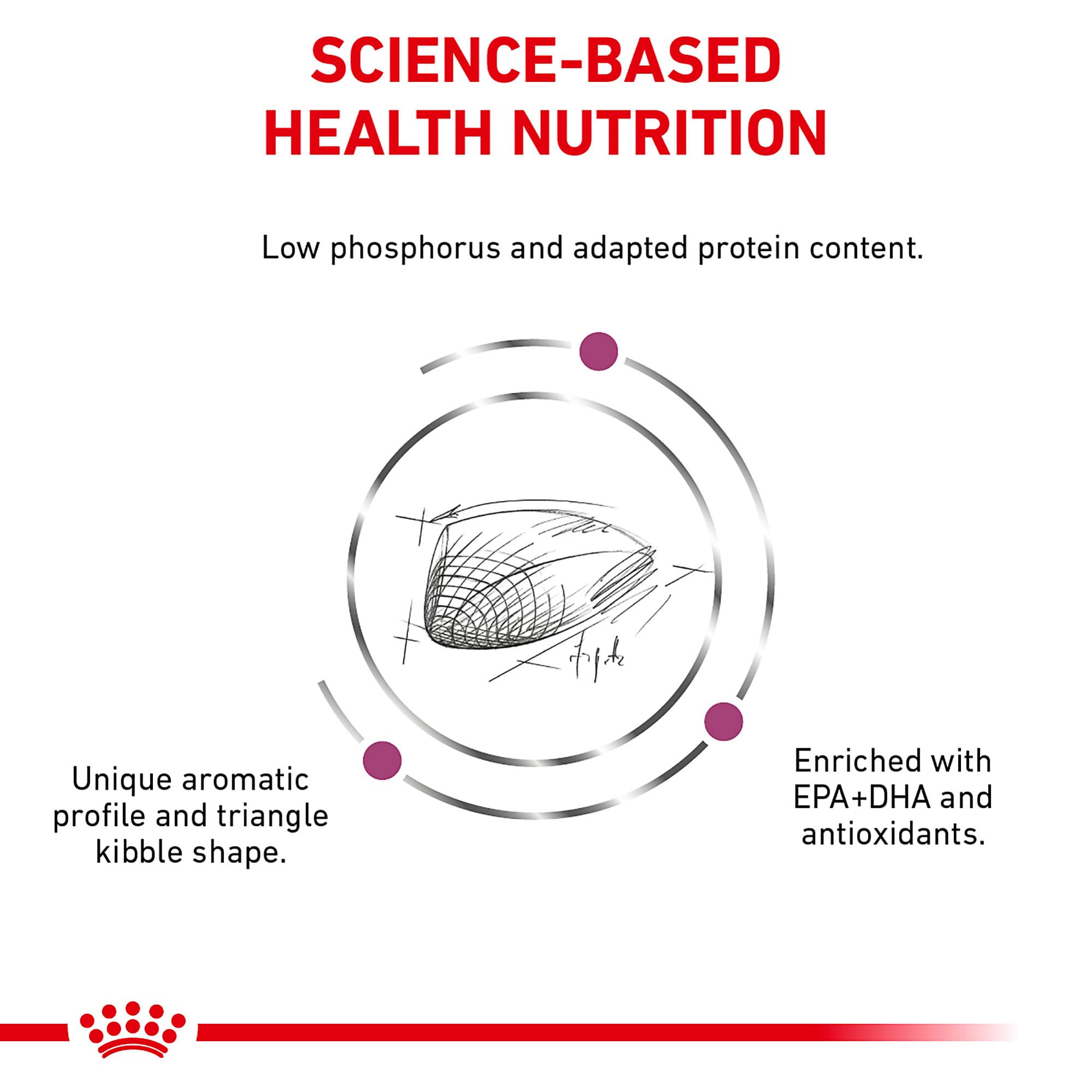Royal Canin croquettes triangulaires Renal Support F pour mélange facile