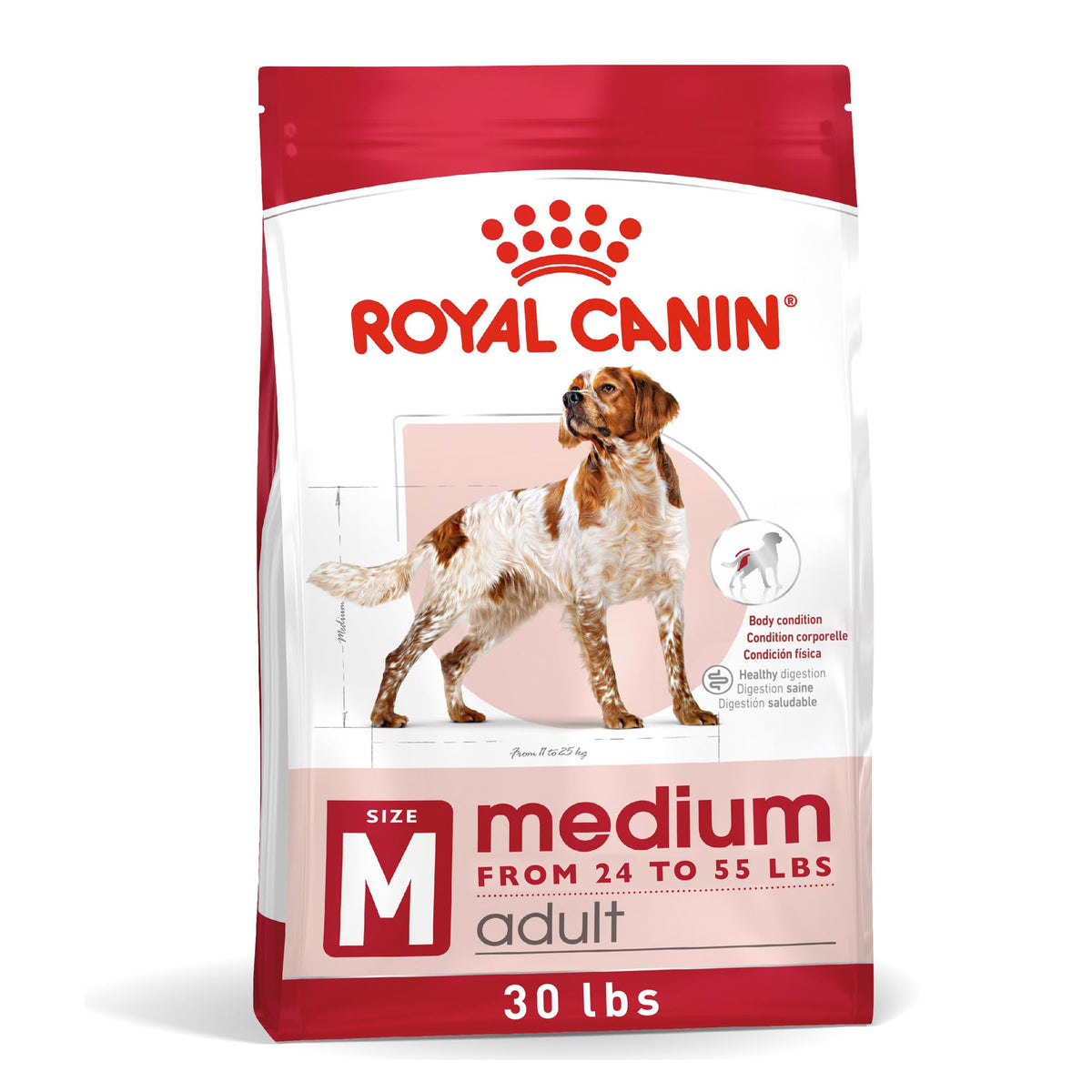 ROYAL CANIN sachet 30 lb face montrant l'emballage et les avantages nutritionnels