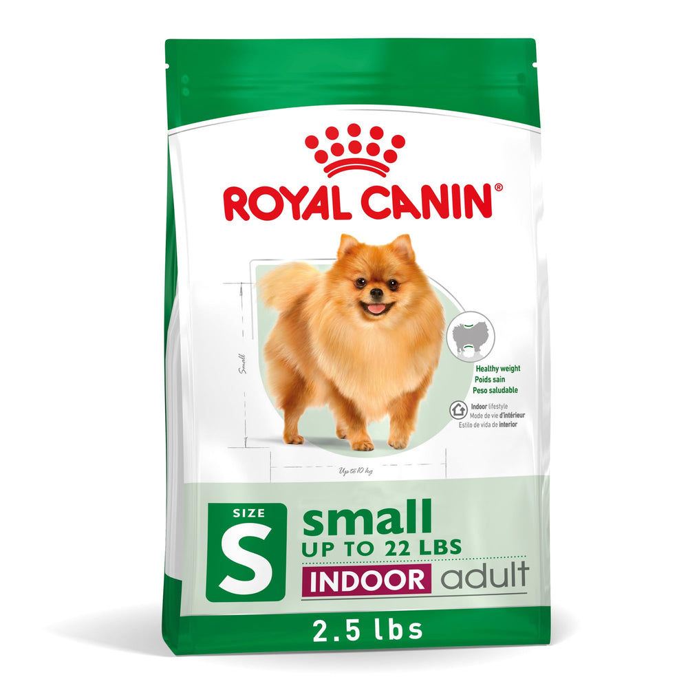 ROYAL CANIN emballage face montrant la taille et cible petit chien, assure clarté des infos