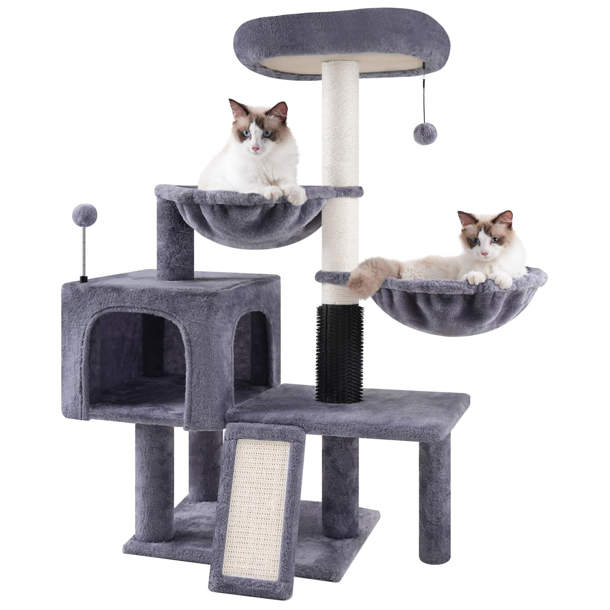 ROYPET vue frontale de l'arbre complet montrant hamacs et condo, favorise repos