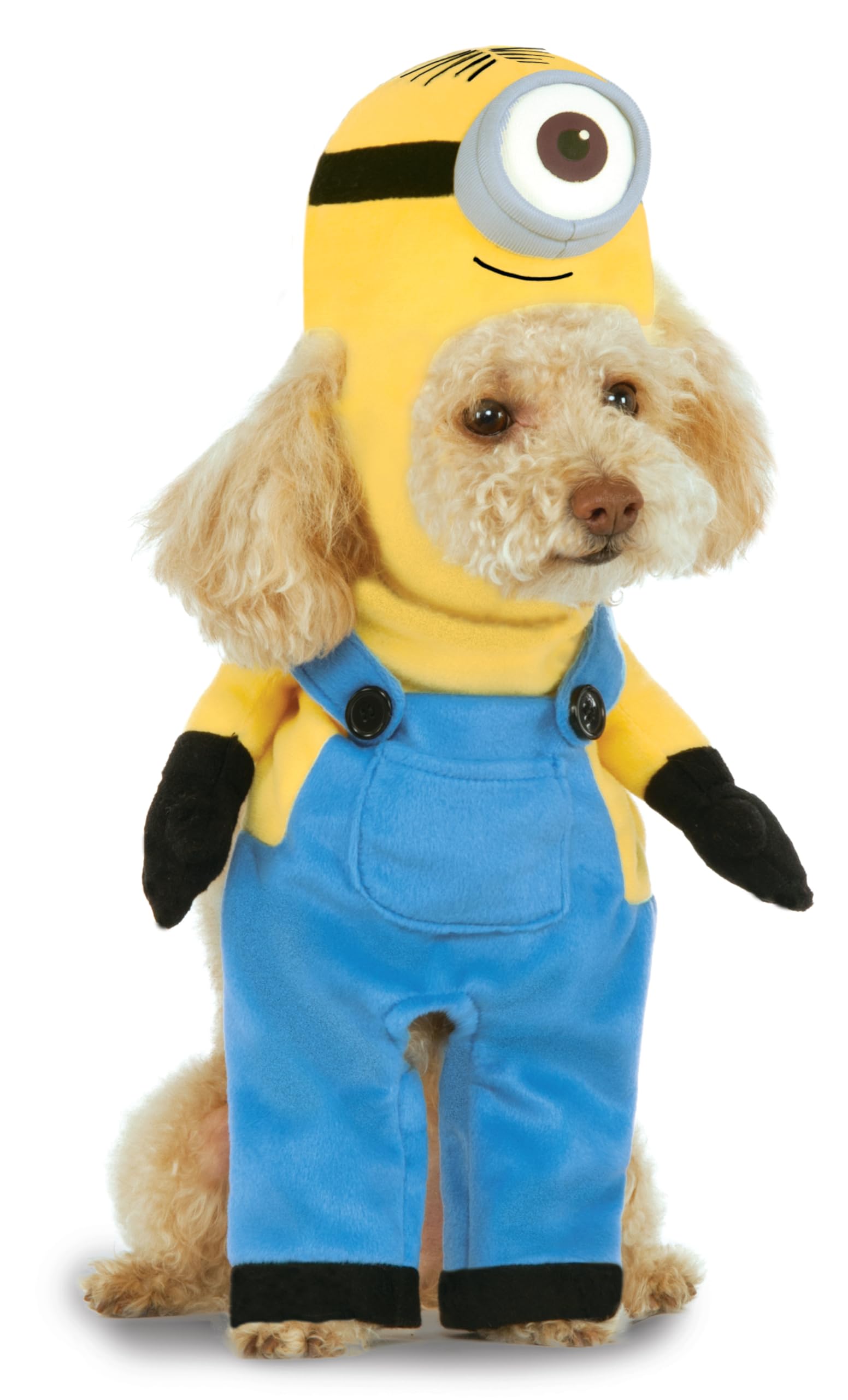Rubies costume Minion Stuart porté par un chien, look fidèle et amusant