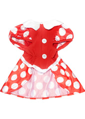 Rubies Minnie gros plan tissu à pois montrant la finition et le confort