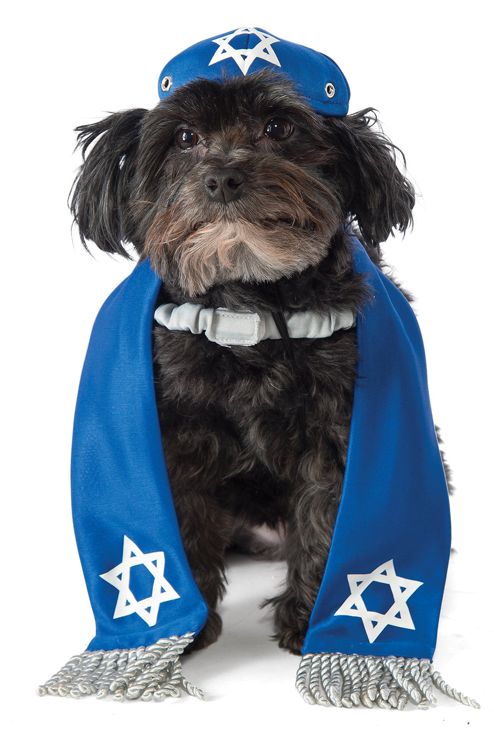 Rubies vue de face de l’ensemble yarmulke et tallis, look festif et confortable