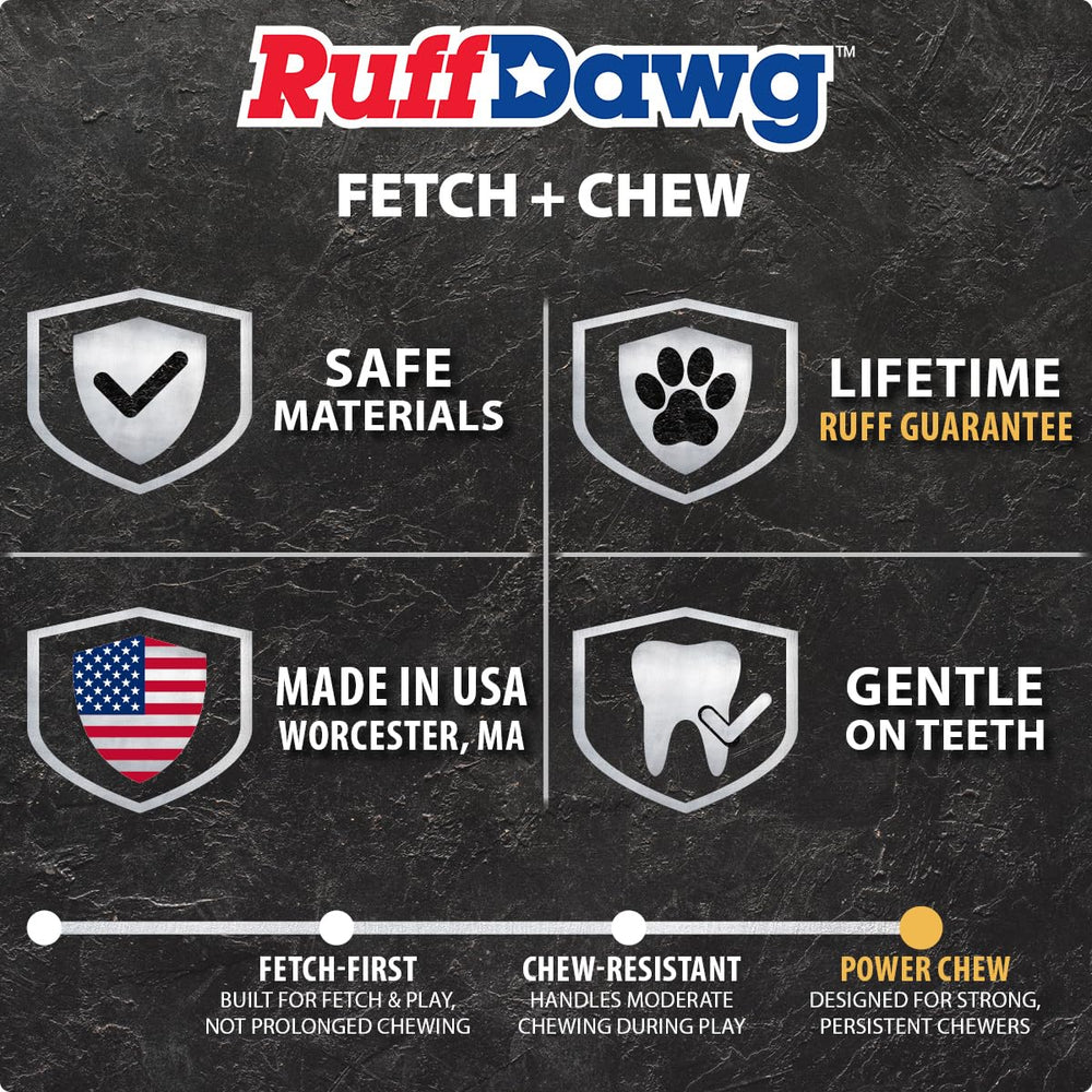Ruff Dawg balle à côté d’un mètre pour comparaison de taille précise