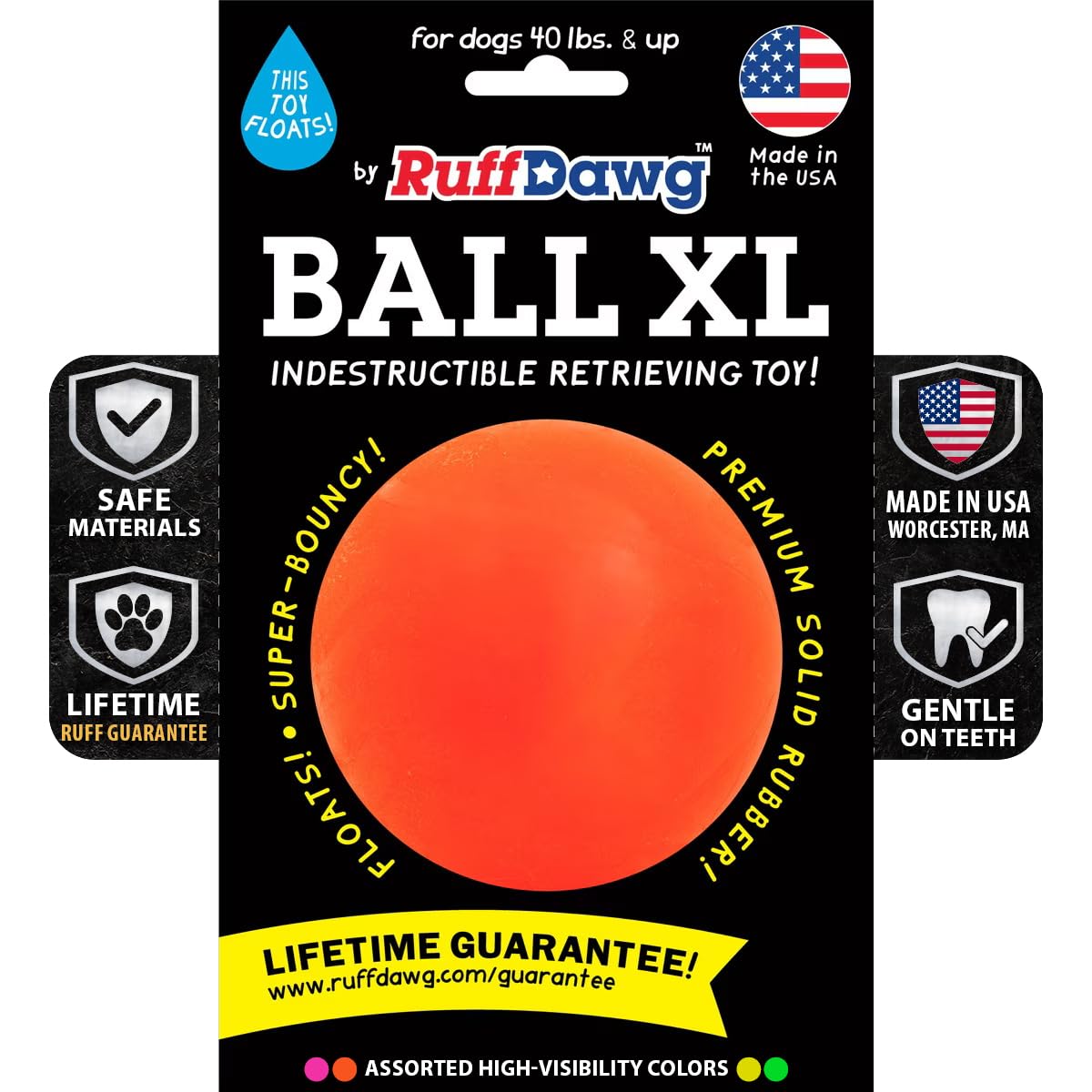 Ruff Dawg balle XL vue de face montrant robustesse et prise en main