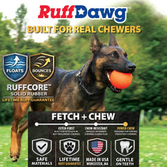 Ruff Dawg gros plan sur texture en caoutchouc, durable et antidéchirure