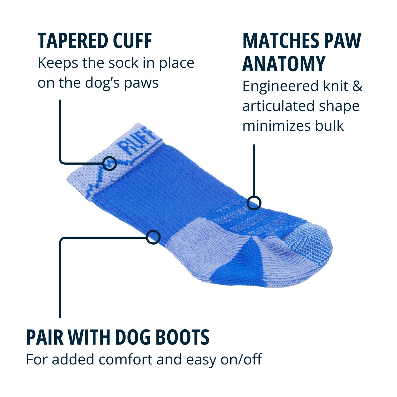 Ruffwear chaussette enfilée sur patte démontrant maintien facile