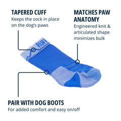 Ruffwear chaussette enfilée sur patte démontrant maintien facile