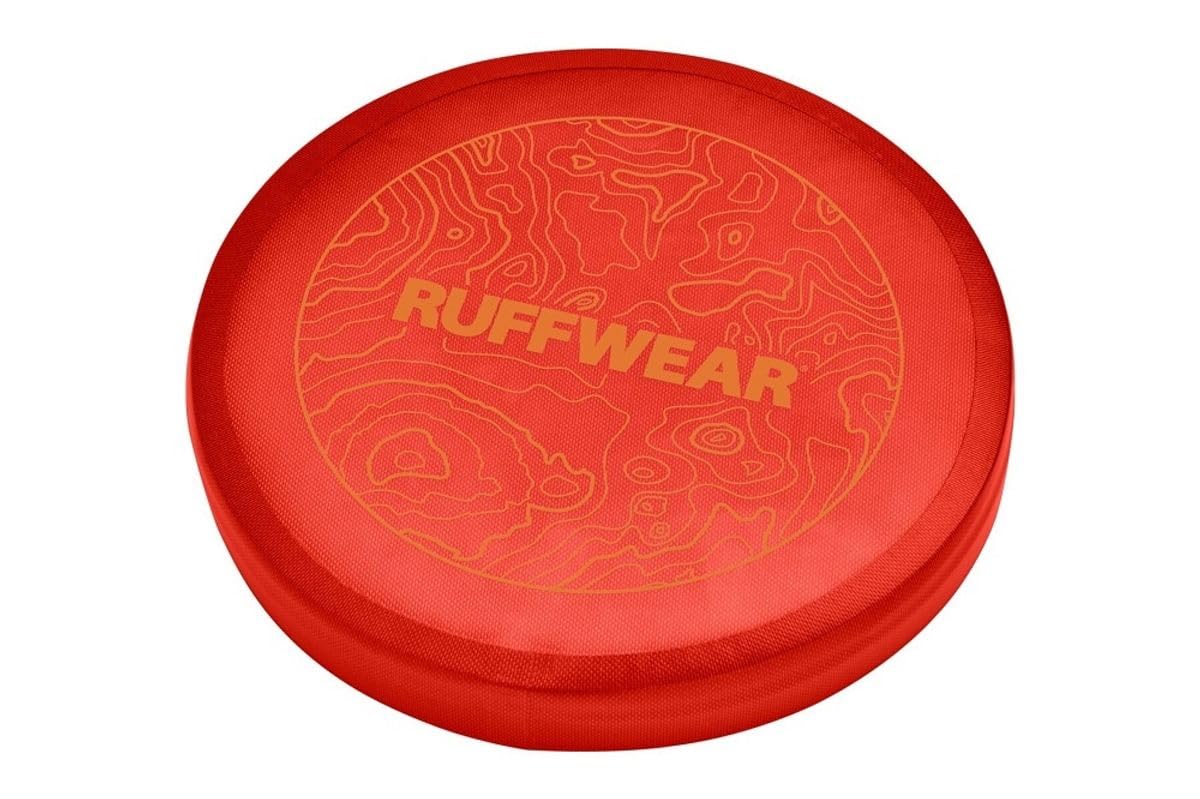 Ruffwear empaquetage avant du Camp Flyer montrant couleur rouge sumac et visibilité