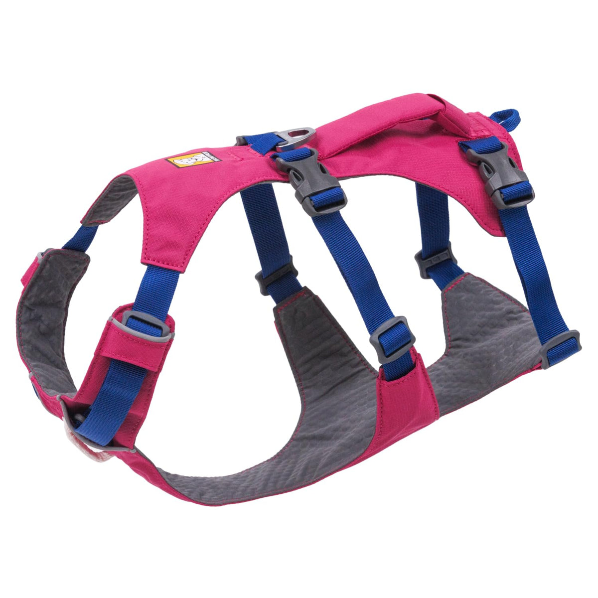 Ruffwear packaging frontal montrant harnais Alpenglow Pink et bénéfice clarté