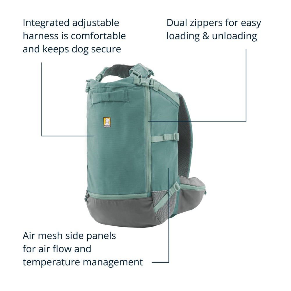 Ruffwear gros plan sur le harnais intégré et boucles pour maintien réglable