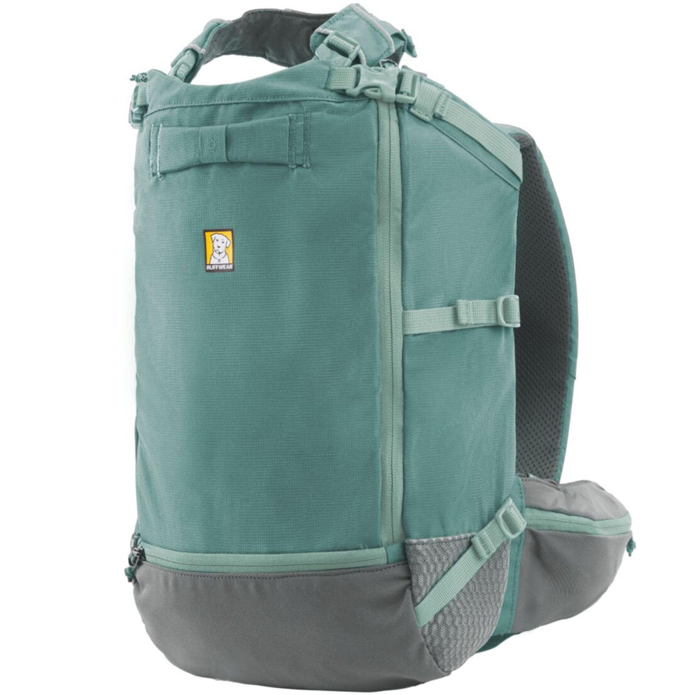 Ruffwear vue avant du sac porte-chien montrant la forme et la fermeture pour sécurité