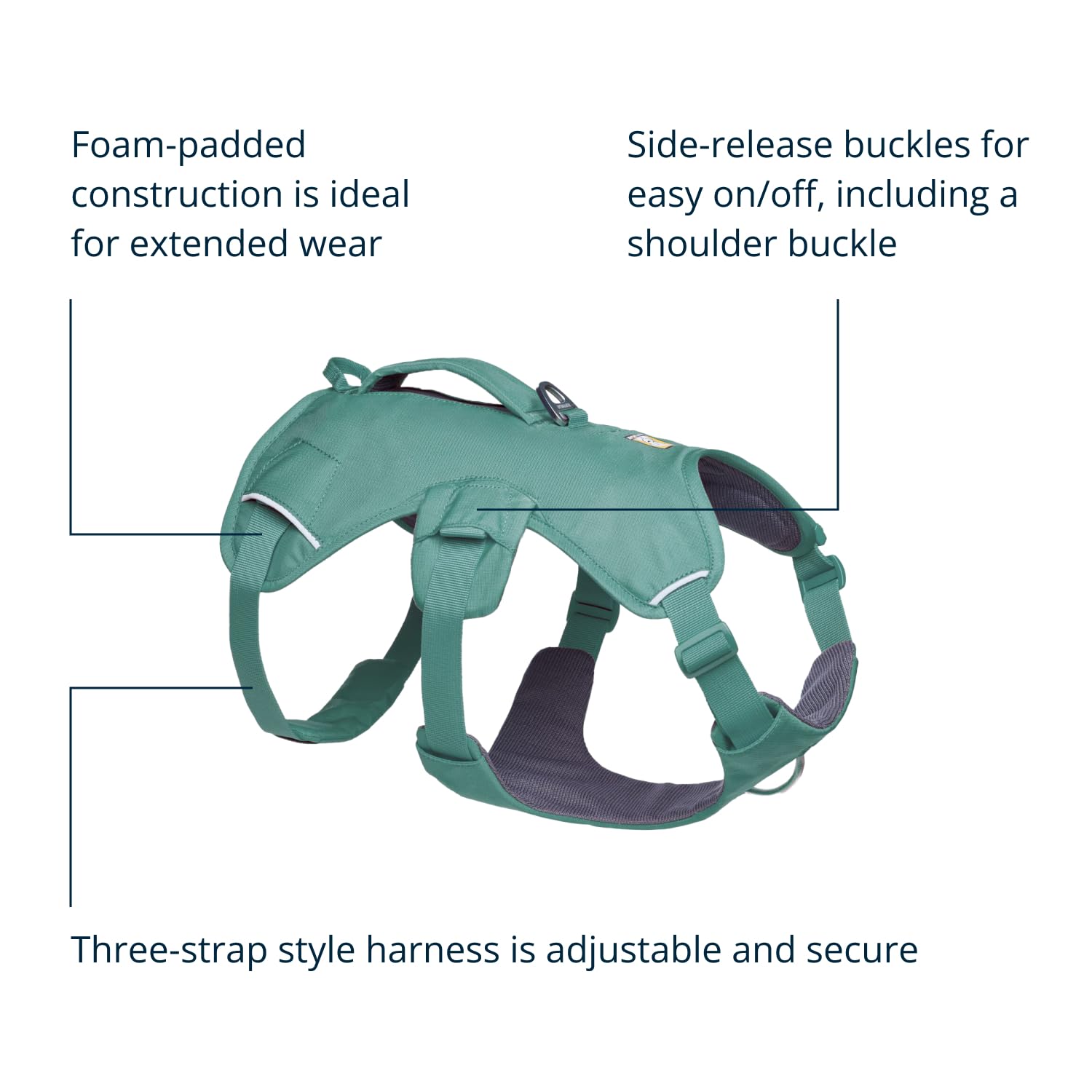Ruffwear anneau en V aluminium au dos et attache frontale, options de fixation flexibles