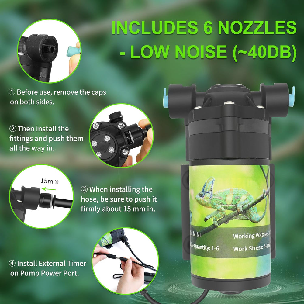 RUNWUSHENG système installé dans terrarium bénéfice distribution homogène de brume