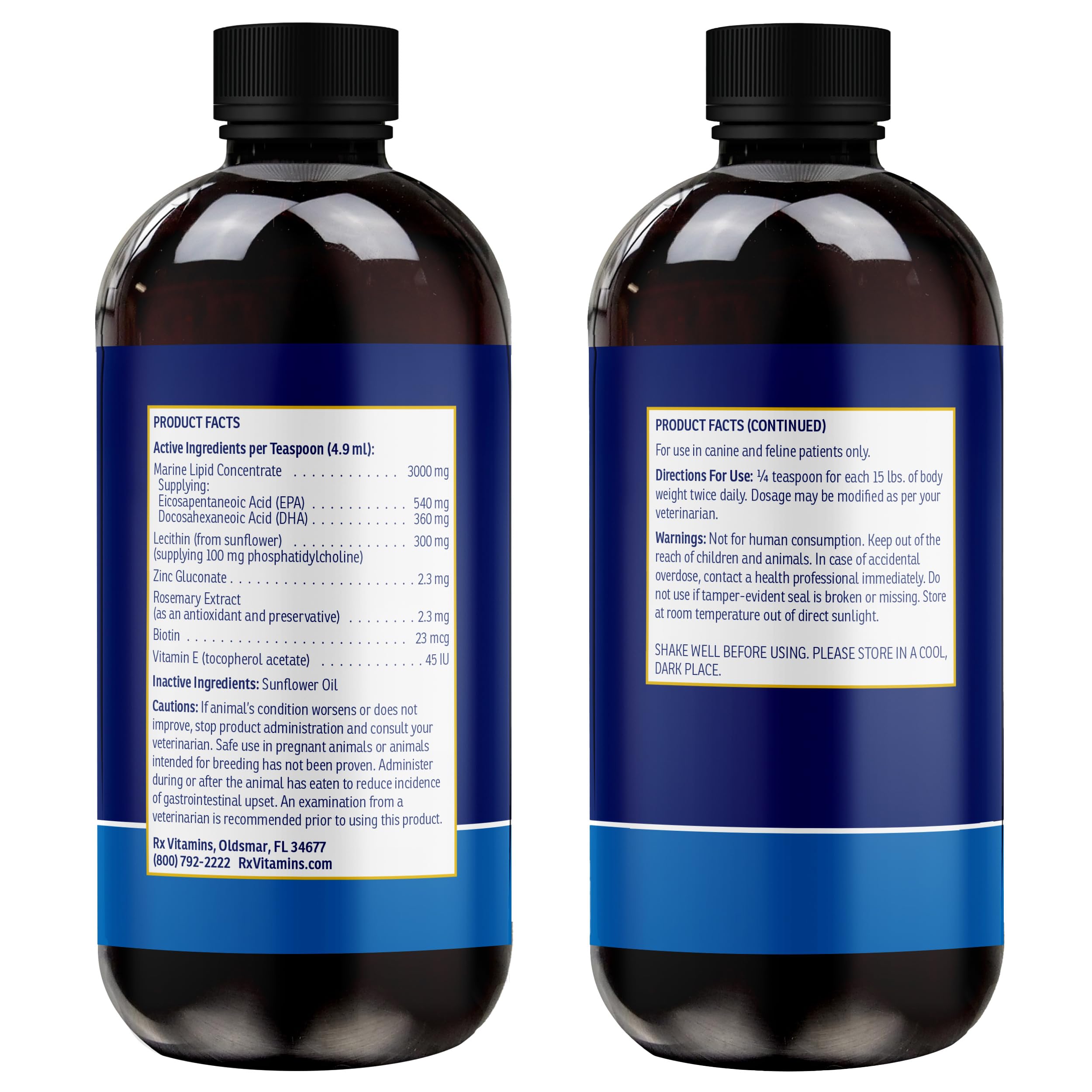 Rx Vitamins chien mangeant nourriture avec huile montrant appétence