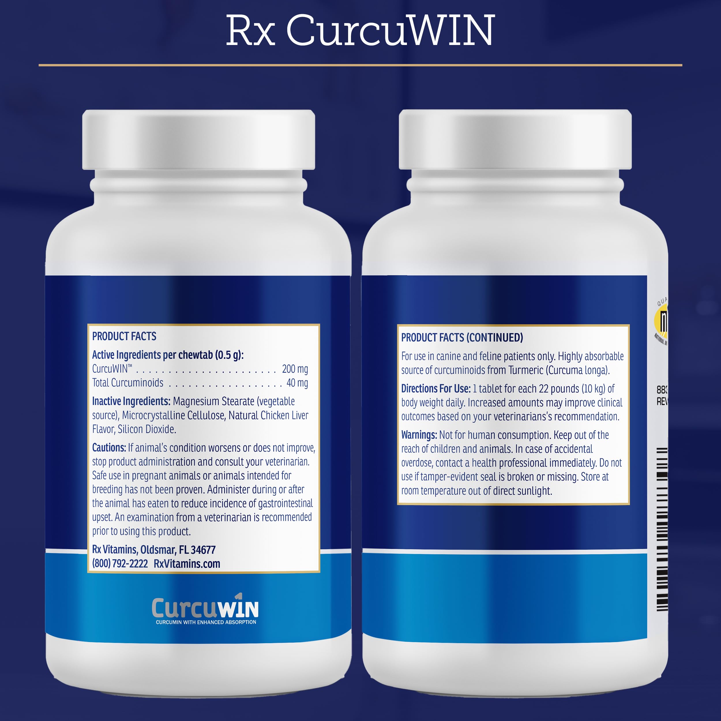 Comparaison de taille d’un comprimé Rx Vitamins CurcuWIN pour dosage adapté