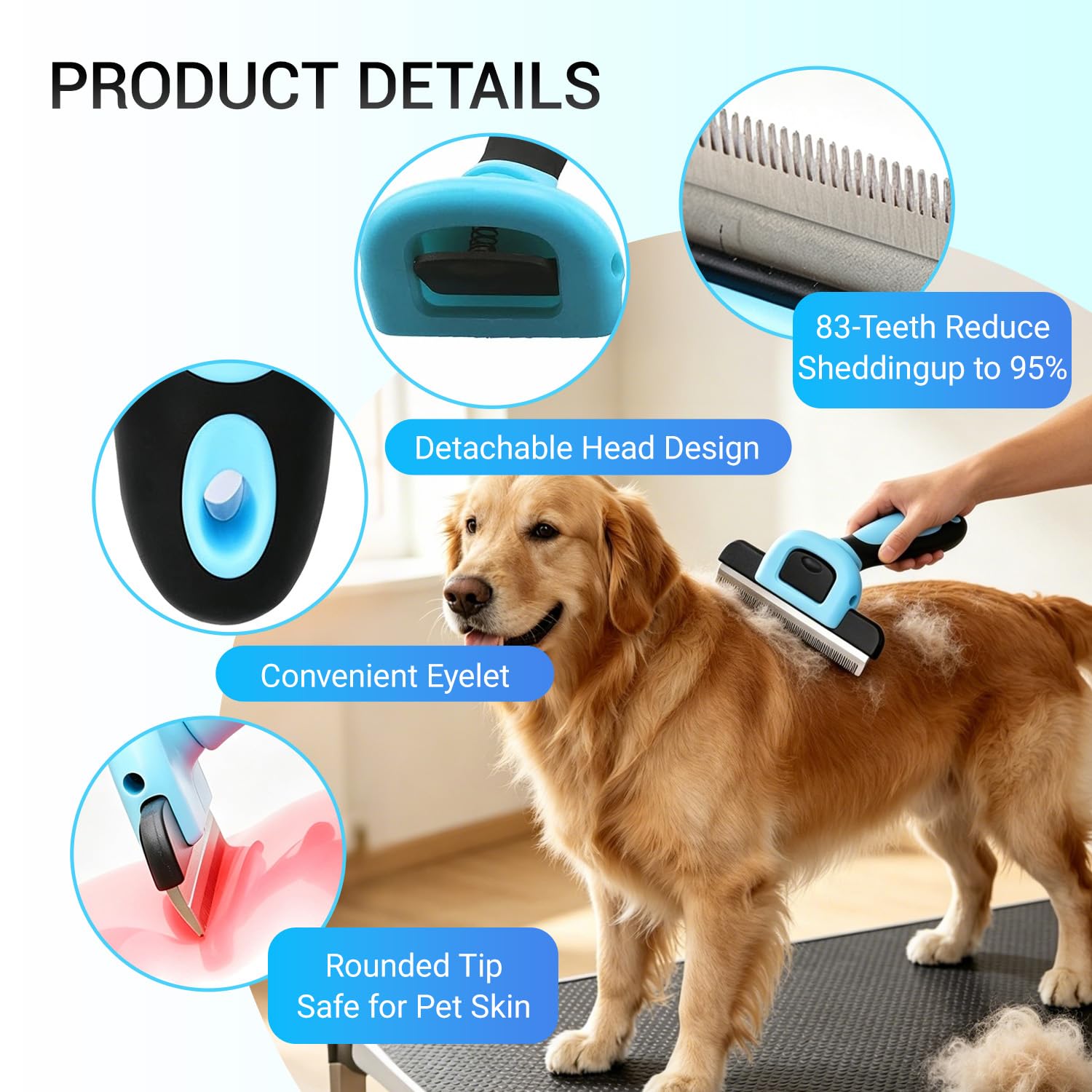 RXZVOSO brosse utilisée sur chien retirant sous-poil et diminuant perte de poils