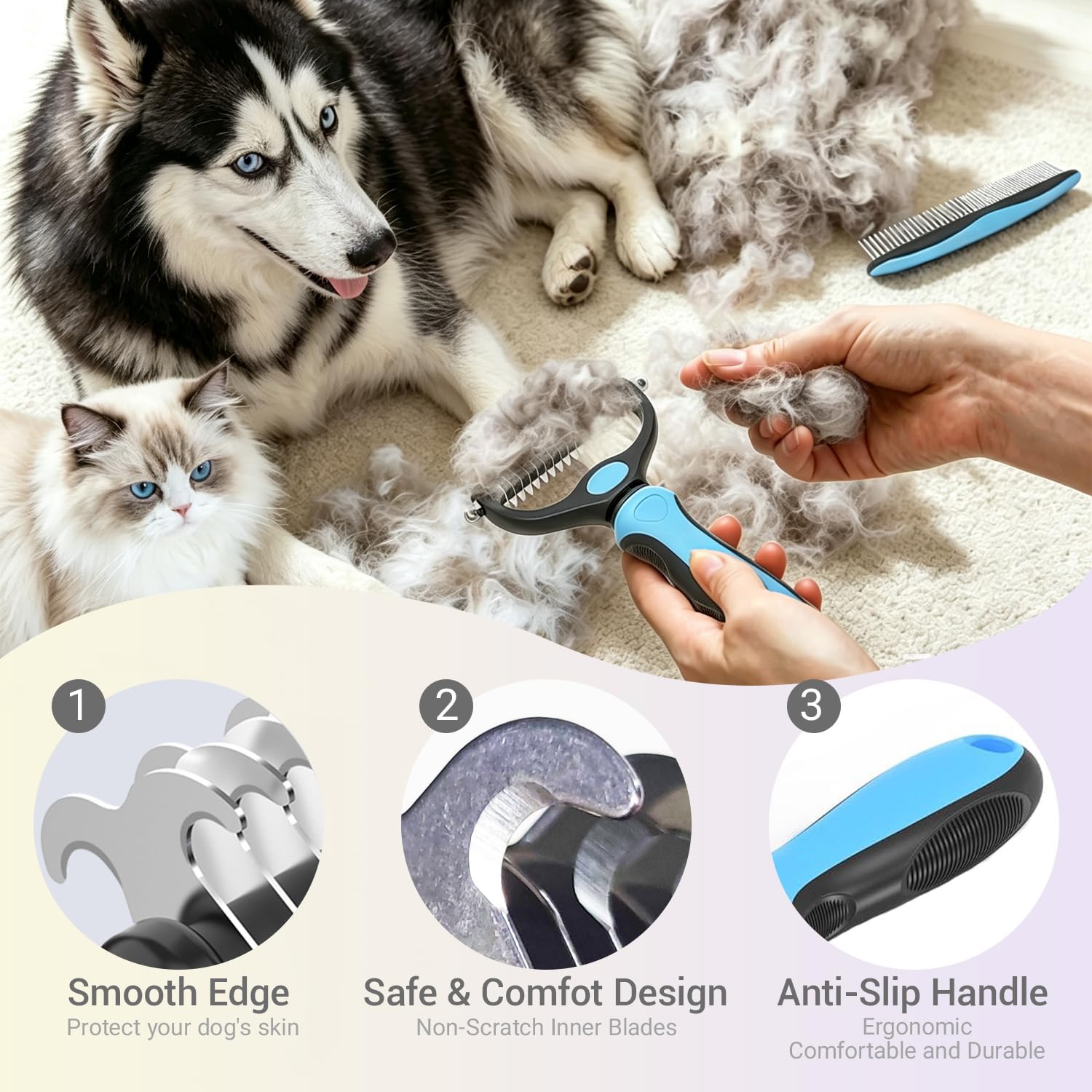 RXZVOSO en usage sur chien démontrant réduction visible des poils perdus