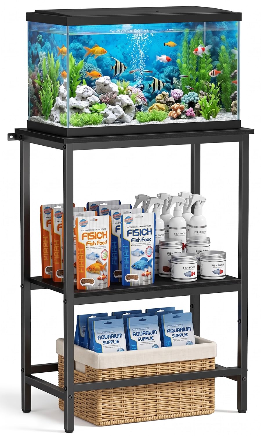 Rymeera vue avant du meuble, stabilité et design pour aquarium 10 gallons