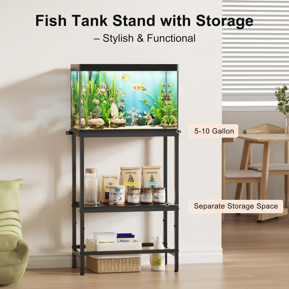 Rymeera étagère centrale chargée, rangement organisé pour accessoires aquarium