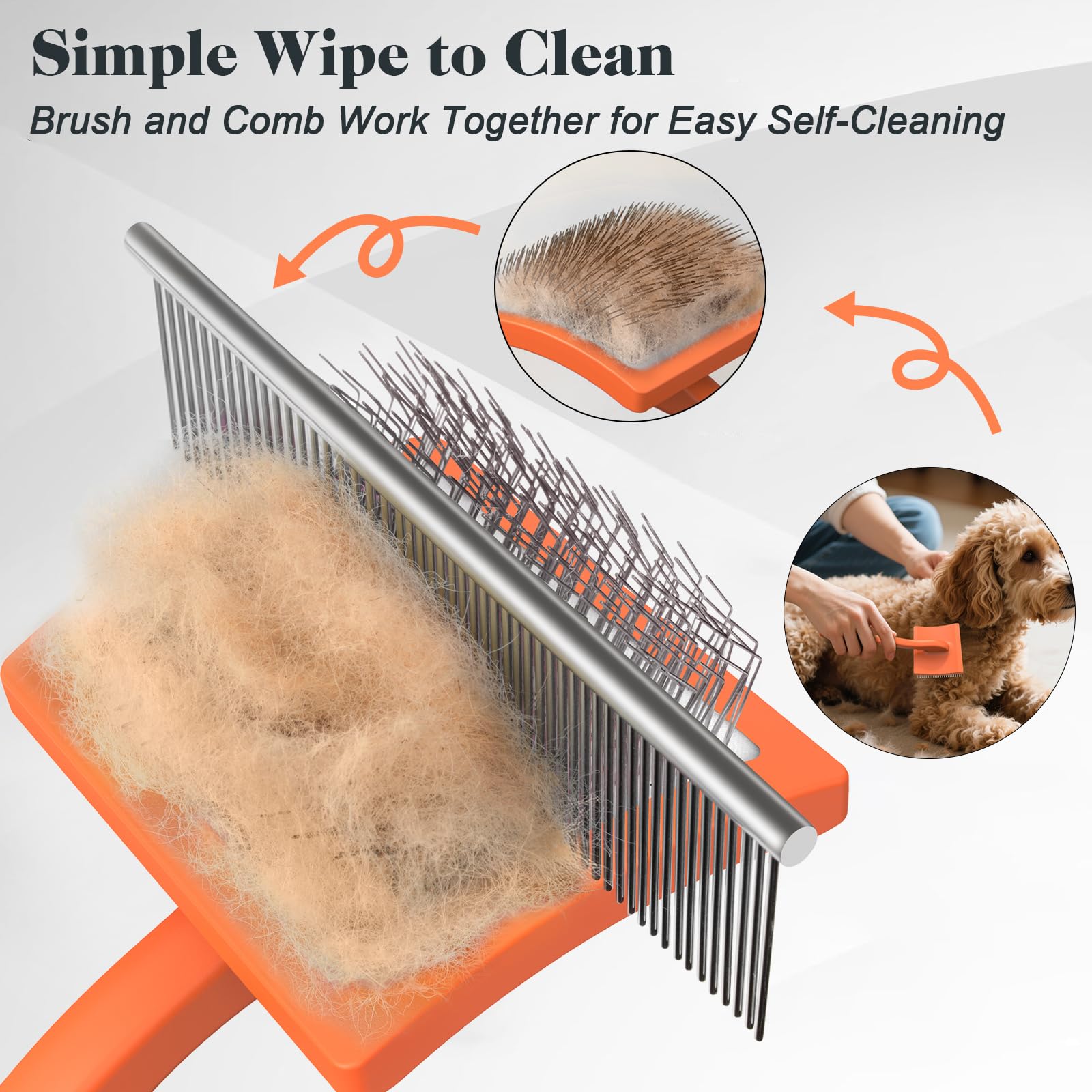 Saccison brosse et peigne côte à côte pour comparaison de taille pratique