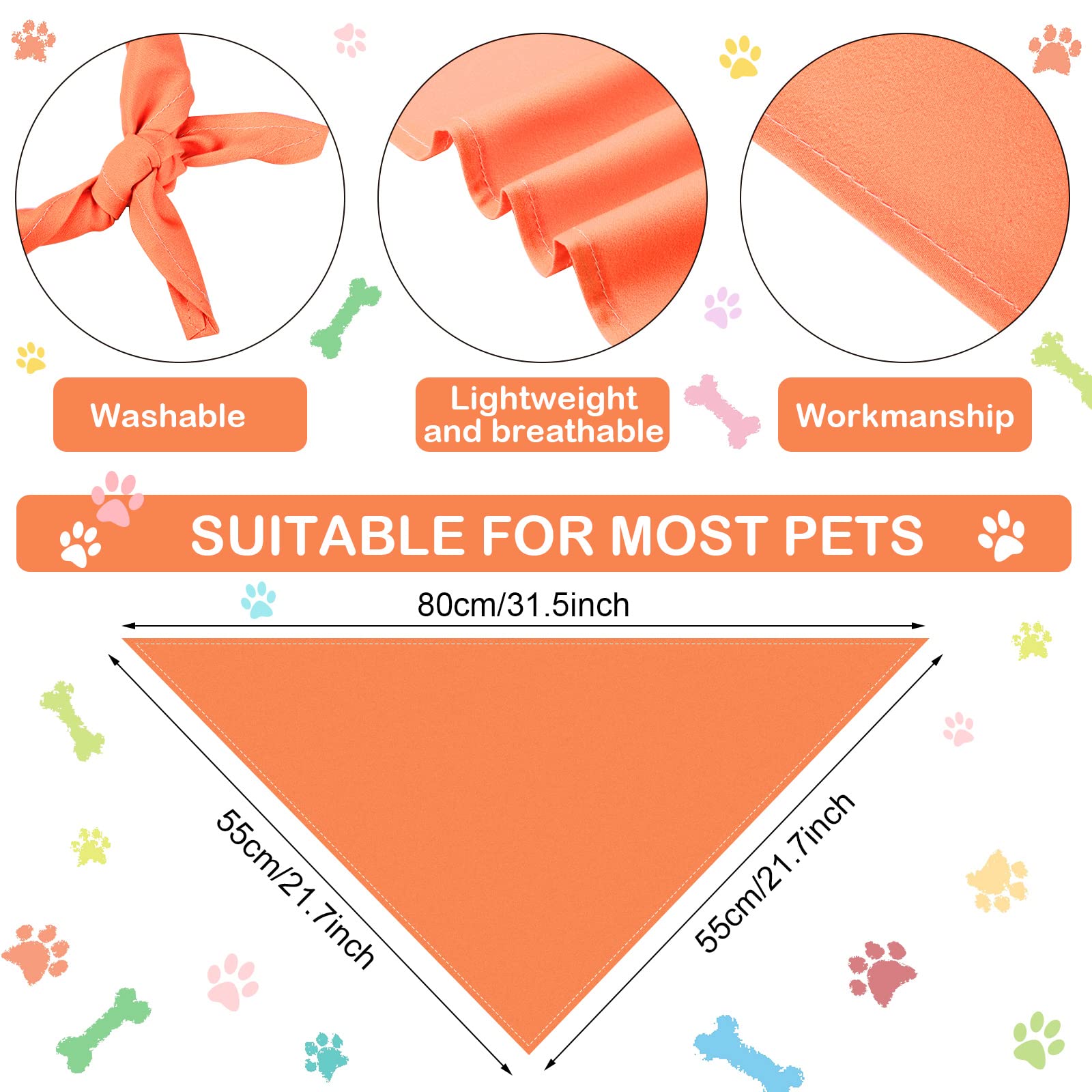 Saintrygo assortiment de bandanas pliés montrant 20 couleurs vives