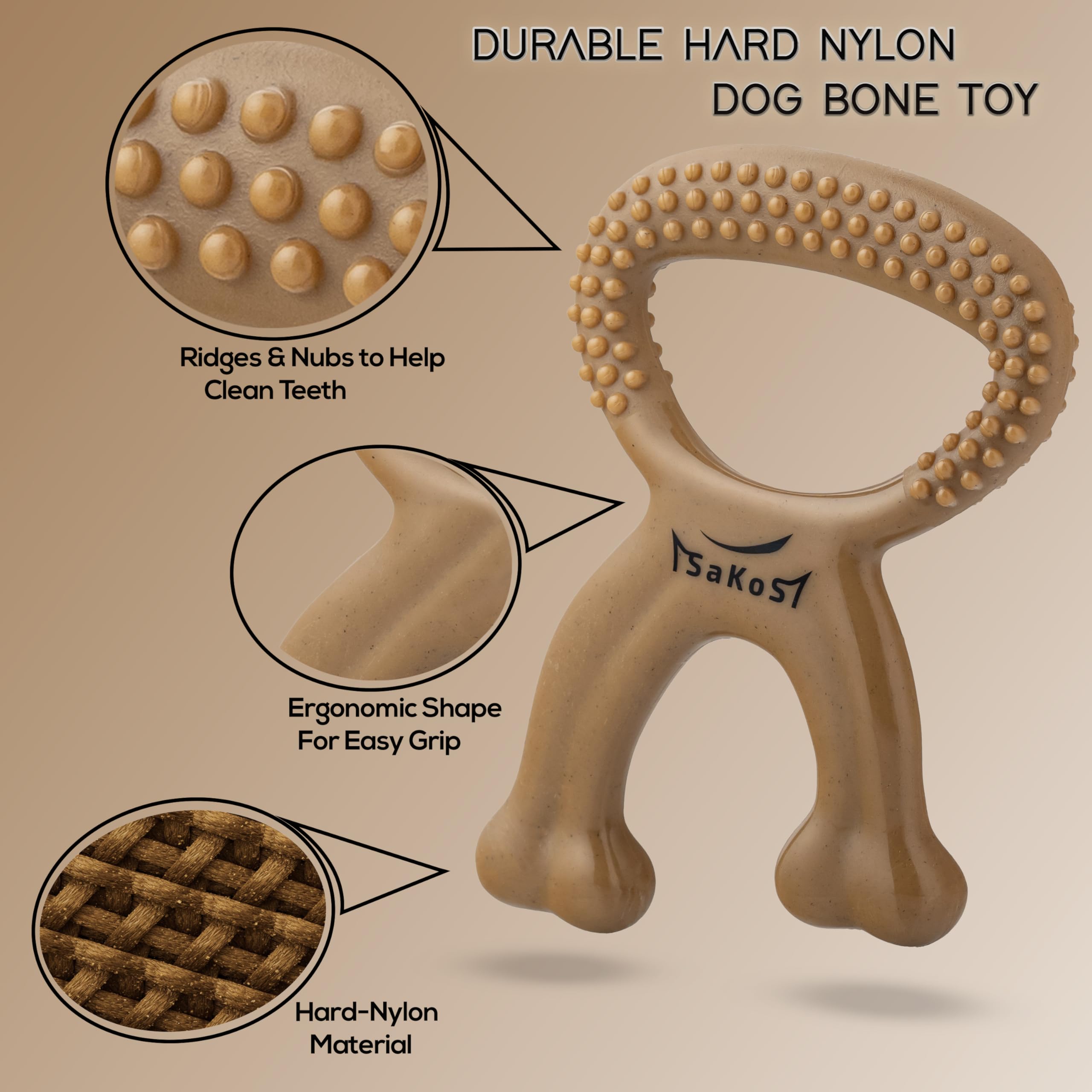SAKOS Chew Buddy gros plan de la texture pour nettoyage des dents