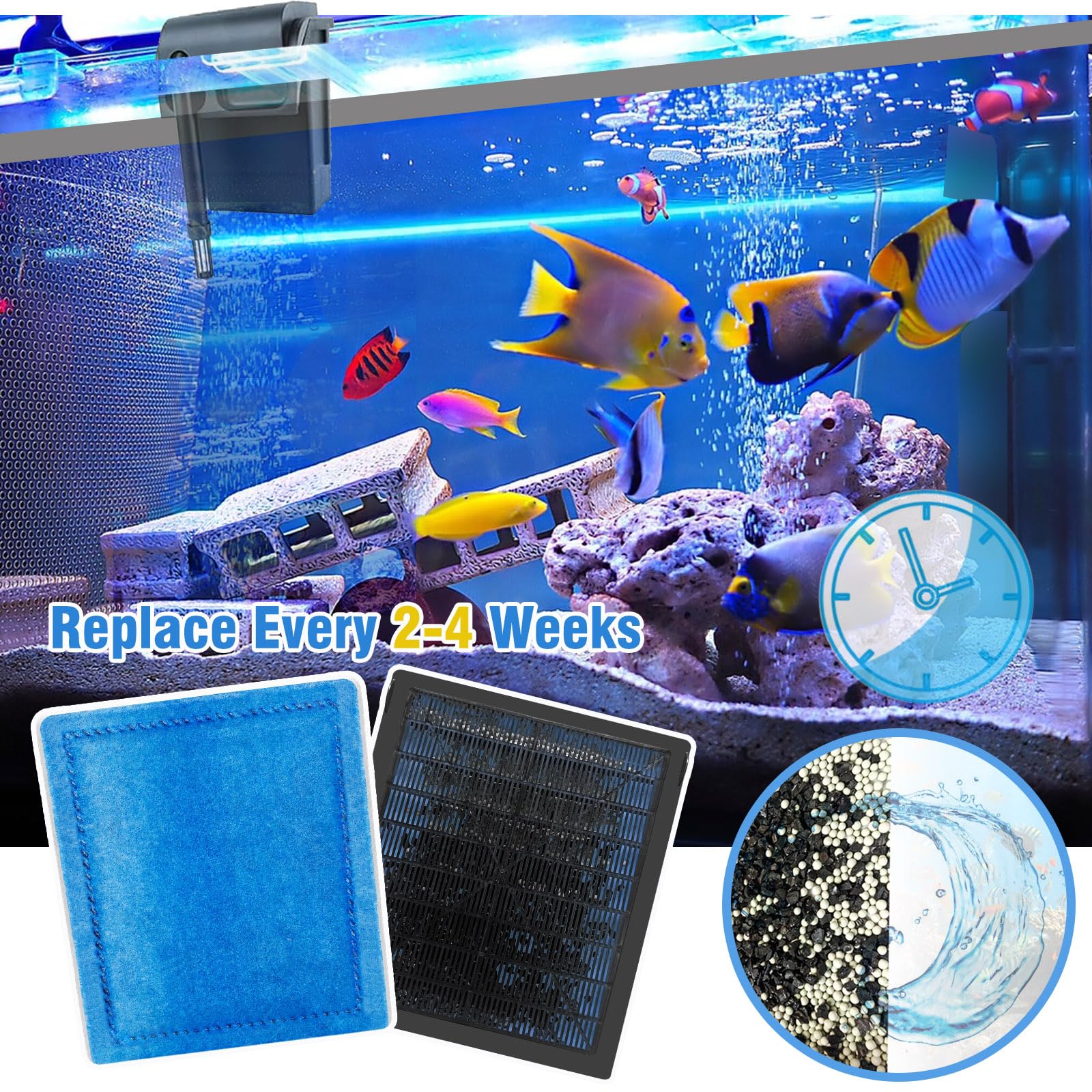 SAMANIJA vue d'un aquarium en utilisation avec filtre compatible améliorant la clarté