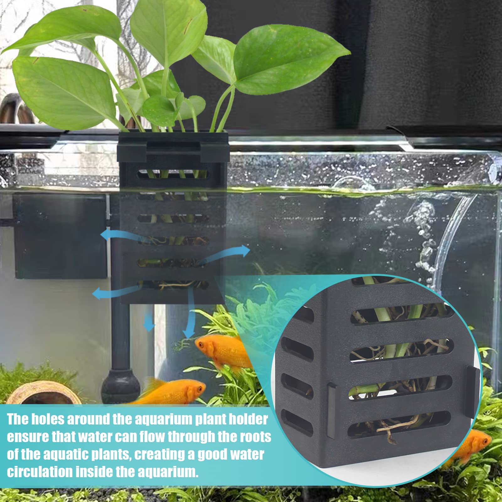 SANJHFF godet installé avec plantes décorant et protégeant poissons