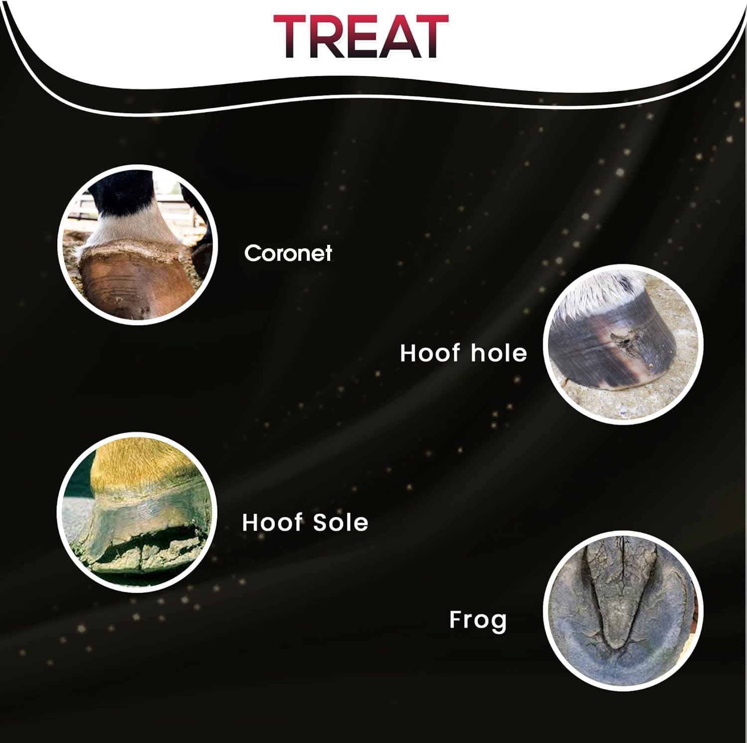SAV-A-HOOF texture du produit sur sabot montrant adhérence longue durée