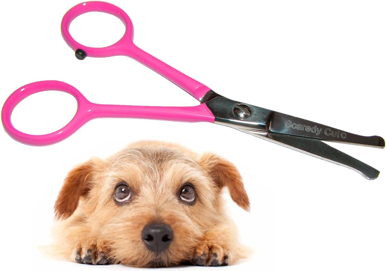 Scaredy Cut emballage Tiny Trim présentant le ciseau et bénéfice sécurité