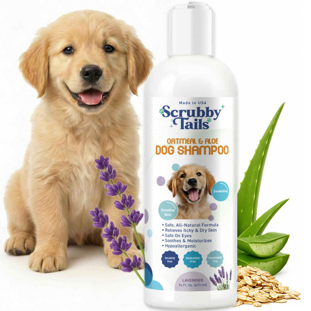 Scrubby Tails flacon face montrant l’emballage et la taille pratique