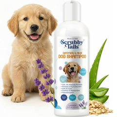 Scrubby Tails flacon face montrant l’emballage et la taille pratique