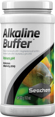 Seachem Alkaline Buffer emballage avant montrant le produit et l'utilisation simple