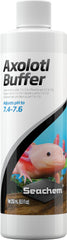 Seachem Axolotl Buffer flacon avant montrant l'étiquette et dosage pour un ajustement sûr du pH