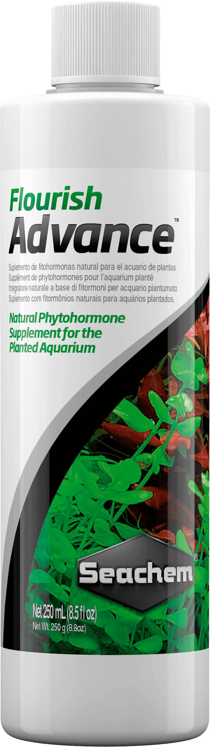 Seachem Flourish Advance emballage 250 ml montrant l’étiquette et bénéfice croissance