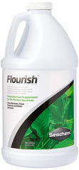 Seachem Flourish bouteille face montrant l'étiquette et dosage bénéfique