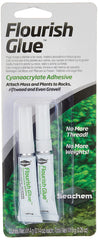Seachem Flourish Glue emballage avant montrant le produit et ses avantages pratiques