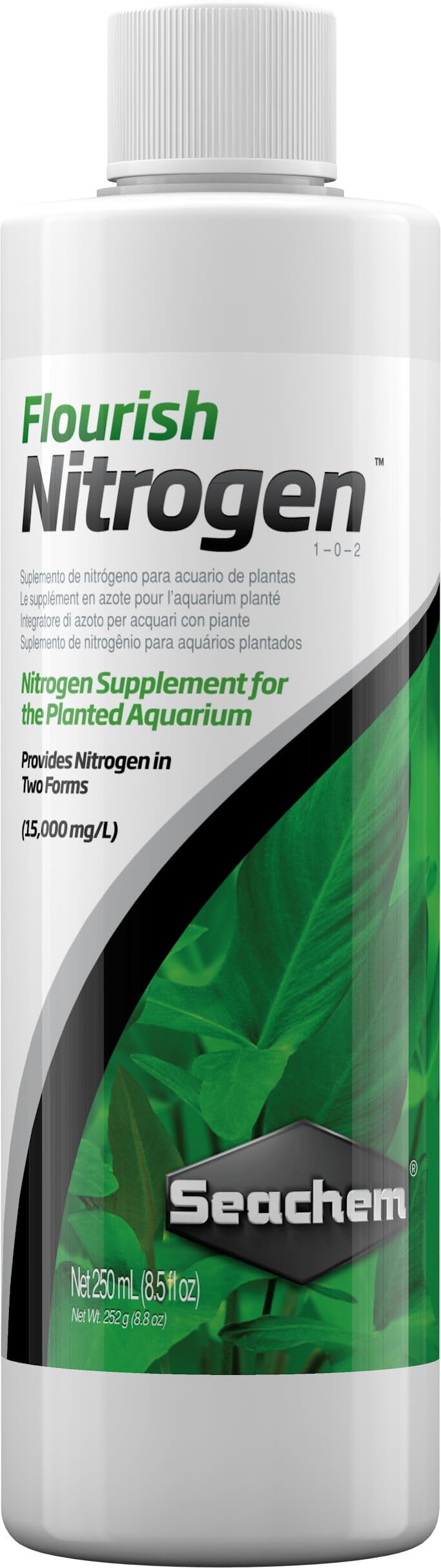 Seachem Flourish Nitrogen flacon en vue frontale montrant l'étiquette et la contenance