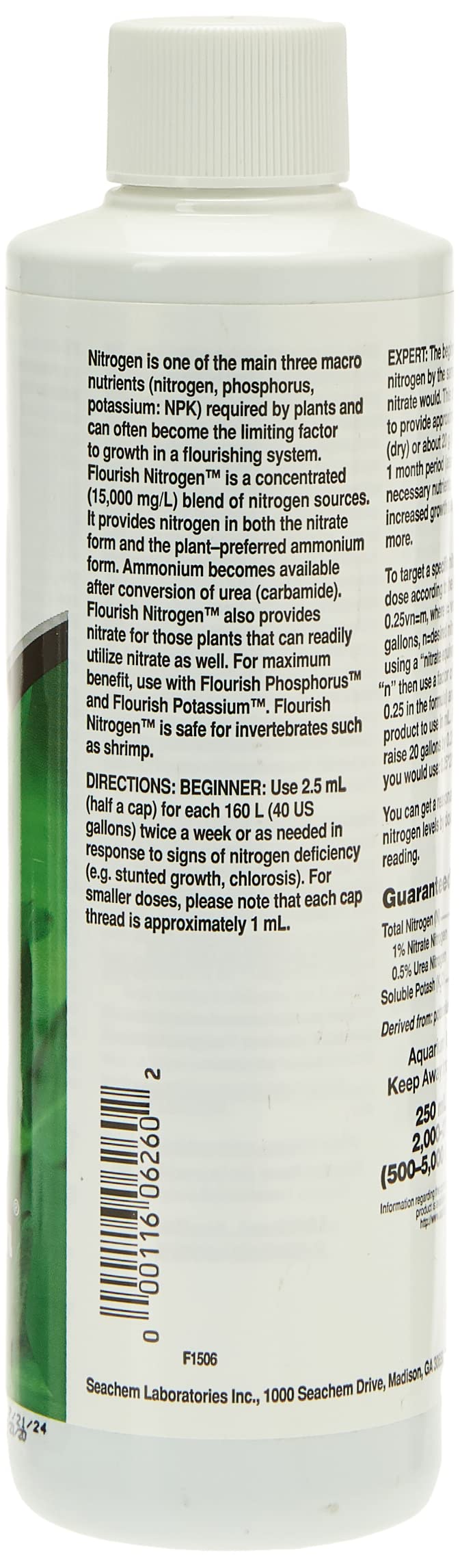 Seachem Flourish Nitrogen goutte au compte-gouttes illustrant un dosage précis bénéfique