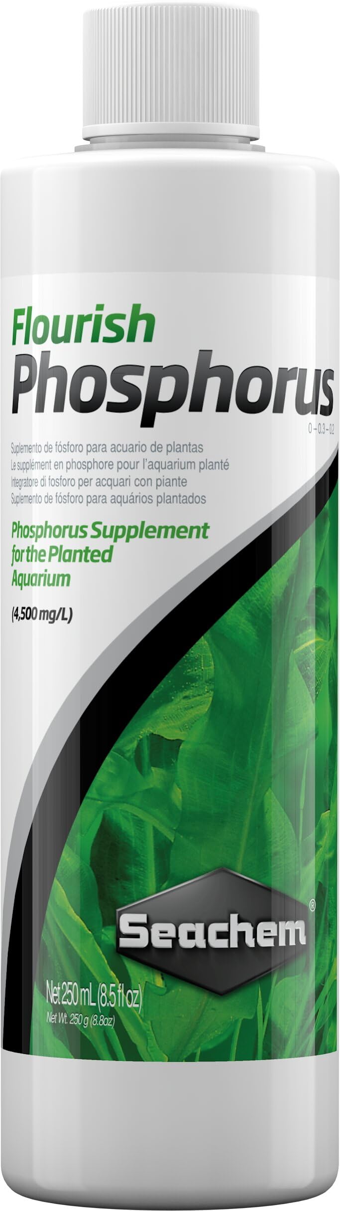 Seachem Flourish Phosphorus bouteille vue avant pour dosage précis