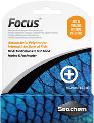 Seachem Focus emballage face montrant pot et dosage, facilite application précise