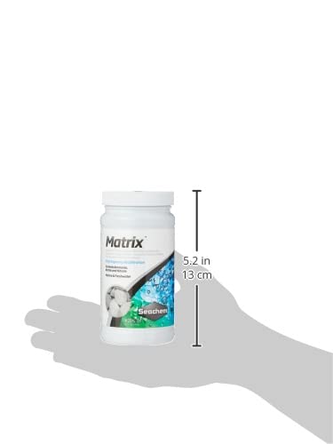 Seachem Matrix comparaison d'échelle montrant volume 250 mL utile pour dimensionner