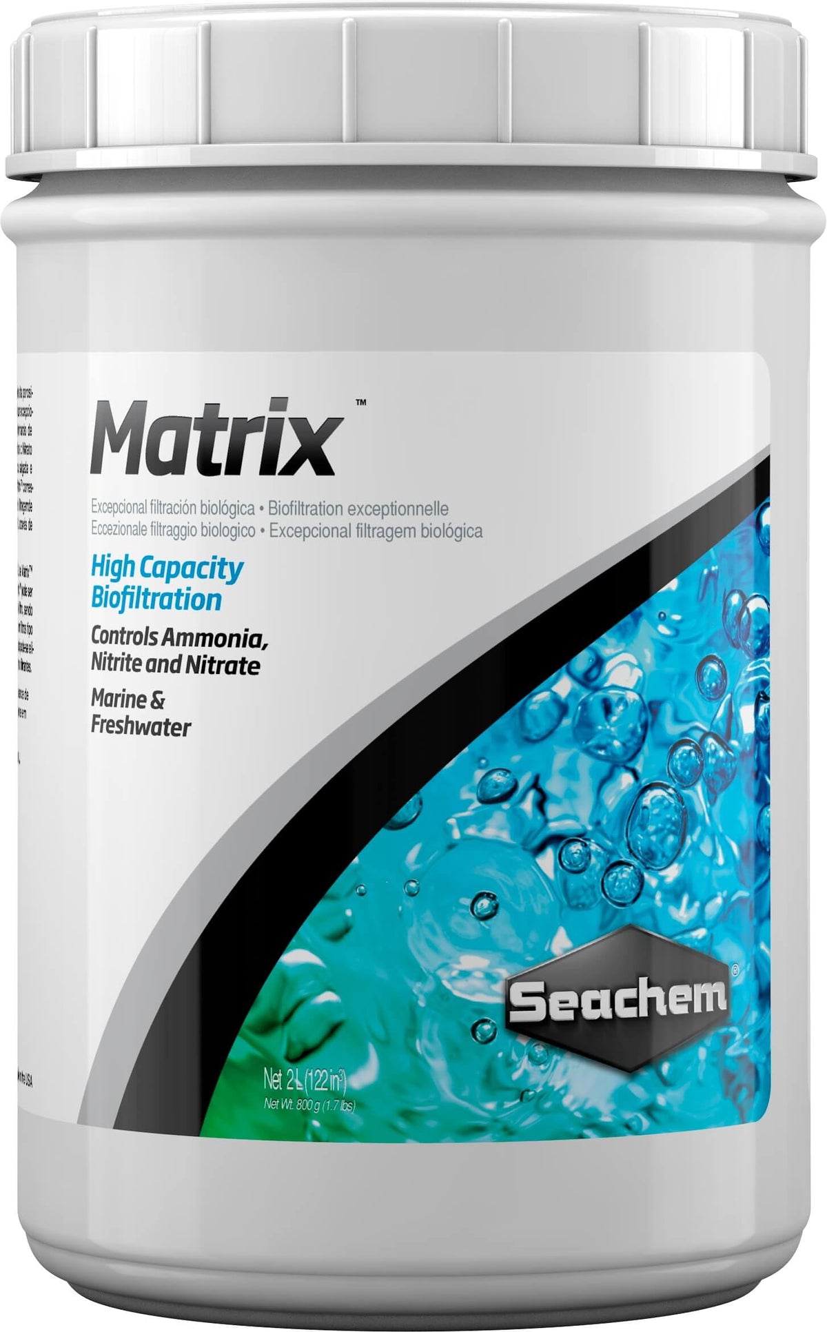 Seachem Matrix emballage 2 L montrant format pratique et volume