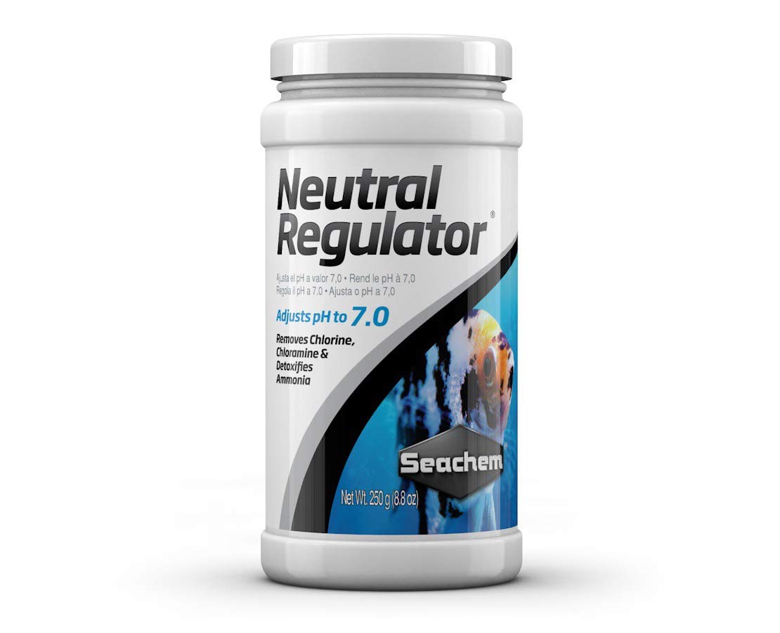 Seachem Neutral Regulator emballage avant montrant poids et usage, protection de l'eau