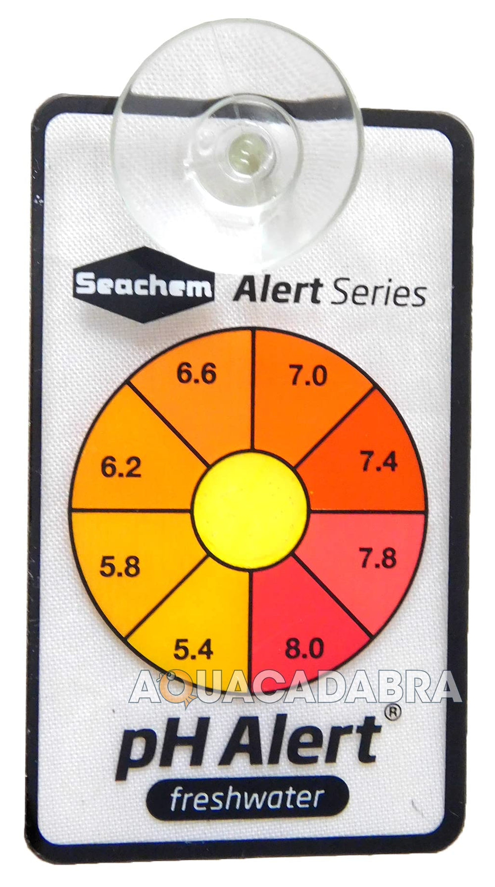 Seachem pH Alert à côté d'une règle pour comparer taille et discrétion