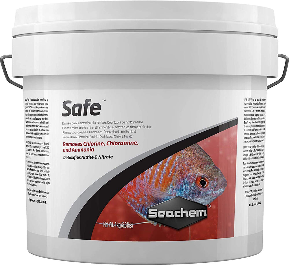 Seachem Safe emballage face montrant le format 4 kg et usage concentré
