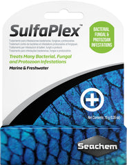 Seachem SulfaPlex emballage avant montrant produit et dosage, praticité garantie