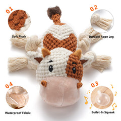 Sedioso peluche vache gros plan texture coton résistant pour morsure