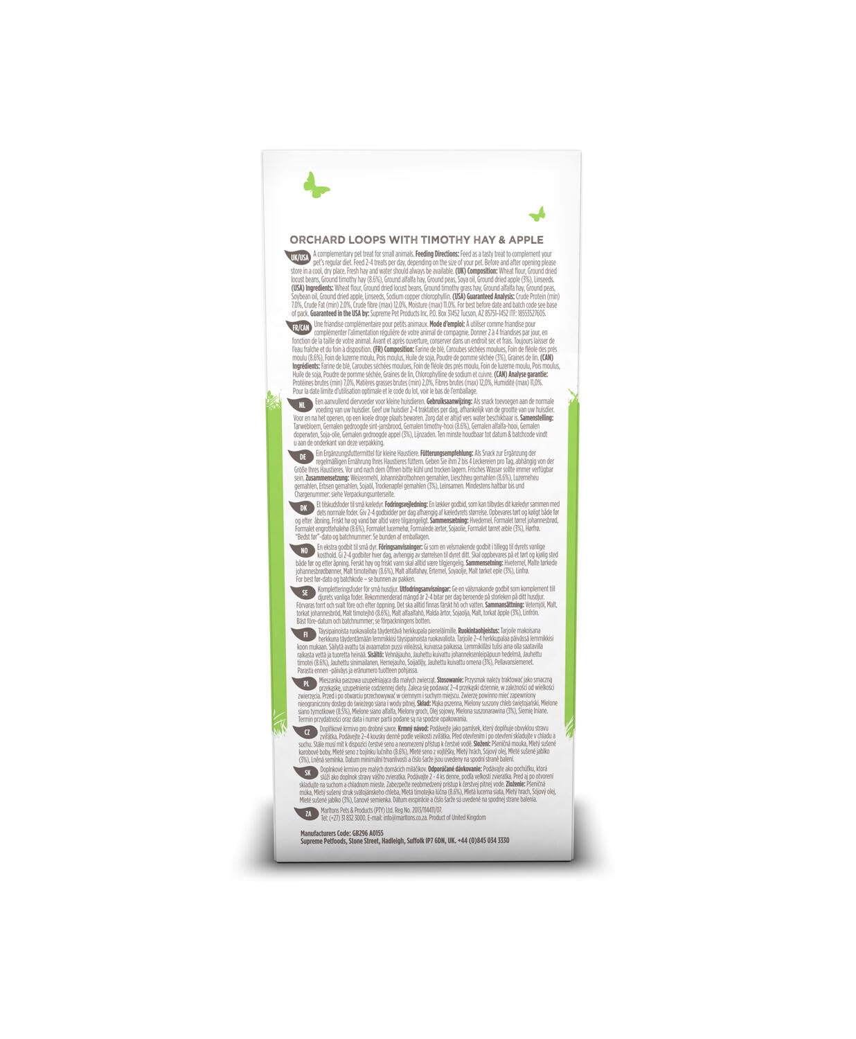 Supreme Petfoods Selective Naturals étiquette nutritionnelle montrant absence de sucres ajoutés